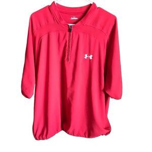 Under Armour mens Size L windbreaker shirt top red short sleeve bungee